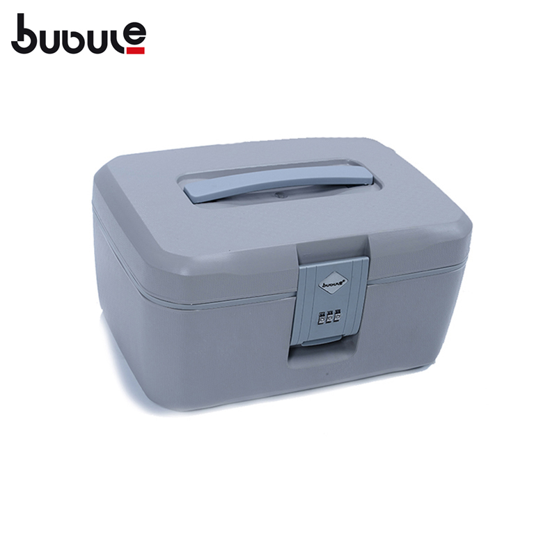 BUBULE 14" Fashion Lock PP Cosmetic Box Bag Makeup Case With Mirror